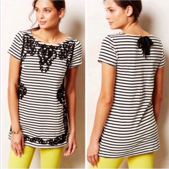 Anthropologie Postmark Stripe Filigree Tunic Dress - Picture 3 of 9